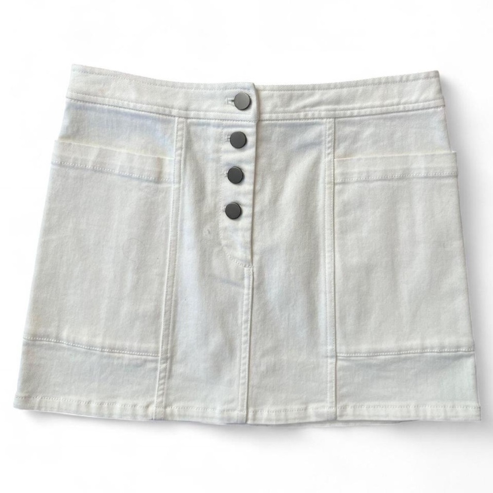 Theory Addison White Denim Mini Skirt